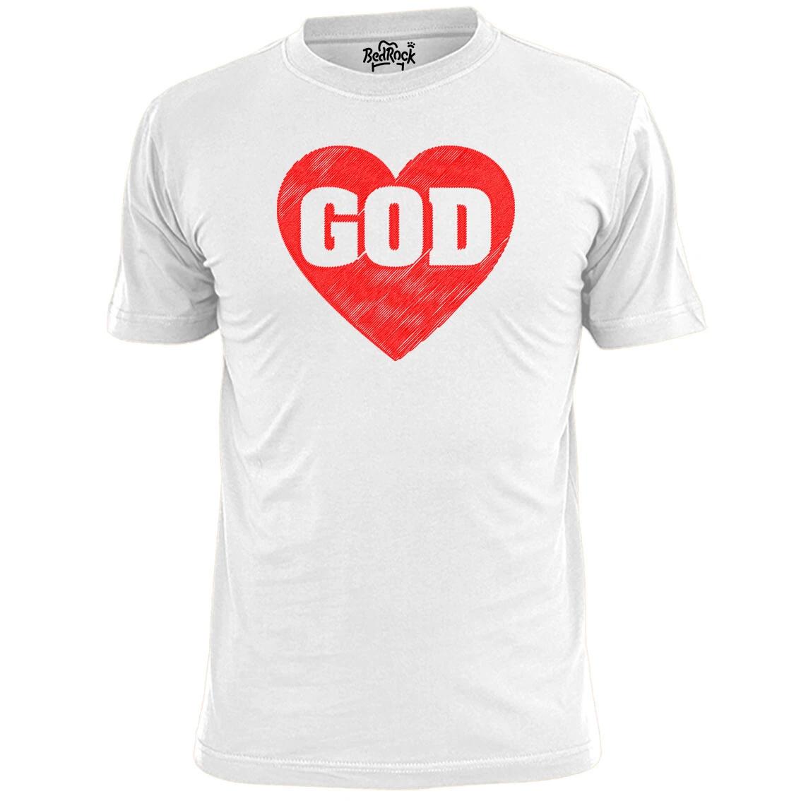 

Mens God Love Heart T shirt Jesus Religion Christ L