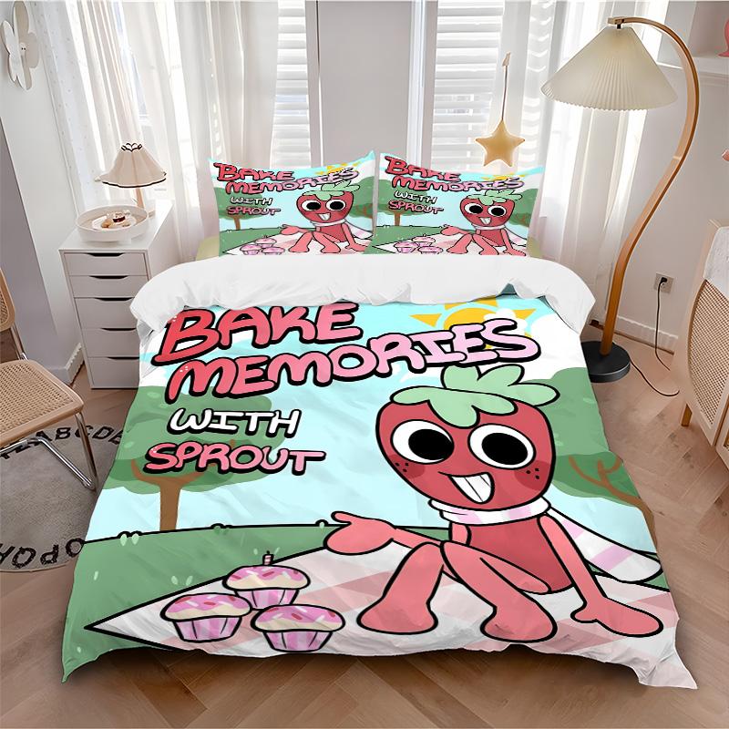 Memories Sprout Print 3Pcs Bedding Set,Duvet Cover with 2 Bedro,Pillowcase Home Birthday Gift
