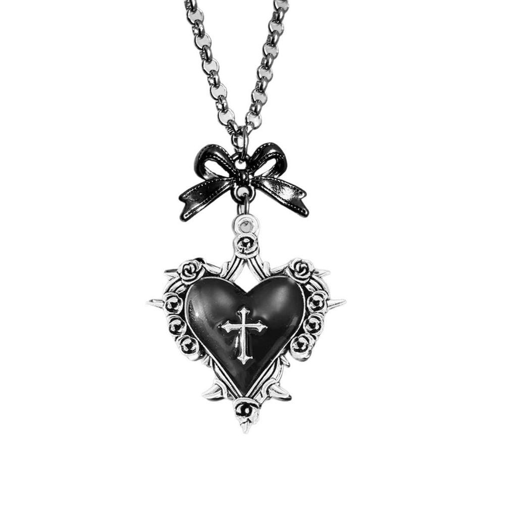 Cross-Border Y2K Gothic Red Heart Thorns Pendant Necklace