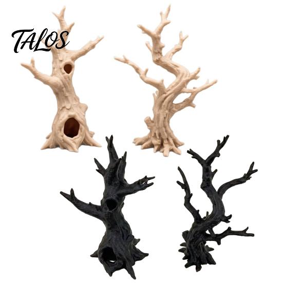 Artificial Dead Tree for Reptiles 2Pcs 3D Printed Jumping Spider Tree, Hiding Cave, Hermit Crab Climbing Decor Biodegradable Pla Tank Reptile Habitat