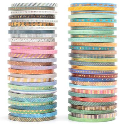 YUBBAEX 60 Rolls Fine Masking Tape Set Basic Patterns Gold Foil Very Washi Art DIY Crafts Bullet Journal Supplies Planner Scrapbooking Cards Gift