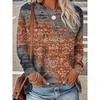 Women Crew Neck Long Sleeve T‑Shirt Vintage Retro Ethnic Floral