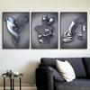 Love Couples Poster 3D Metal Figure Statue Canvas Painting Human Body Sculpture Wall Art Printing Picture for Home Room Decor