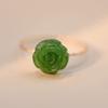 Exquisite Girls Style Ring  Camellia Rose Flower Green Finger Rings For Women Girls Wedding Jewelry Gifts