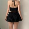 Spring/Summer Ballet Style High Waist Black Lace A-line Skirt for Women