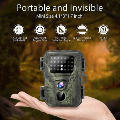 Açık Hava Mini Trail Avcılık Kamerası 20mp 1080p Yaban Hayatı 850nm Gece Görüş Kameraları Wild Hunter Cam Mini600 Po Tuzak Gözetimi