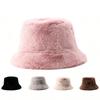 Autumn and Winter Bucket Hat Plush Warm Cold Basin Hat New Plush Face Small Versatile Sun Hat