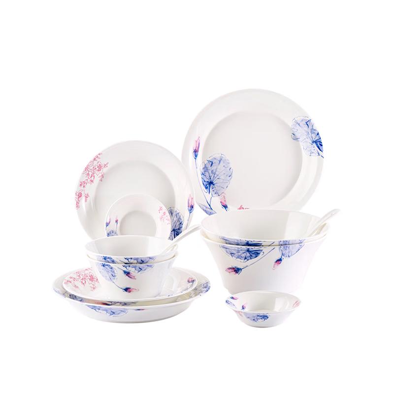 Margaron Lotus Feast Bone China Dinnerware Set 2-Person