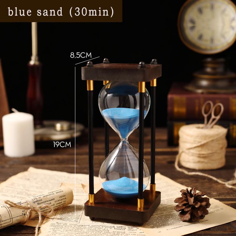 Klasická dřevěná přesýpací hodina: 60min & 30min pro domácí nebo kancelářskou výzdobu, minimalistický styl