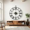 Elegant Nordic Style Roman Numerals Clock Minimalist 3D Decorative Wall Clock Round Retro Metal Iron Clock Office