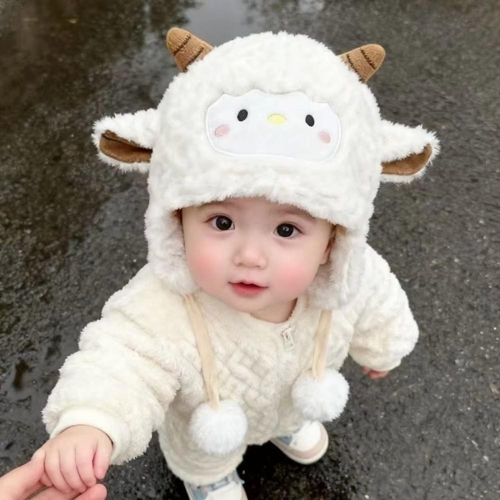 Breathable Toddler's Sheep Hat Cartoon Beanie Hat Cute Lamb Pullover Cap  Winter