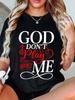 Women's Graphic T-Shirt, Casual "God Don't Play About Me" Inspirational Faith Print, 100% Cotton Short Sleeve Streetwear