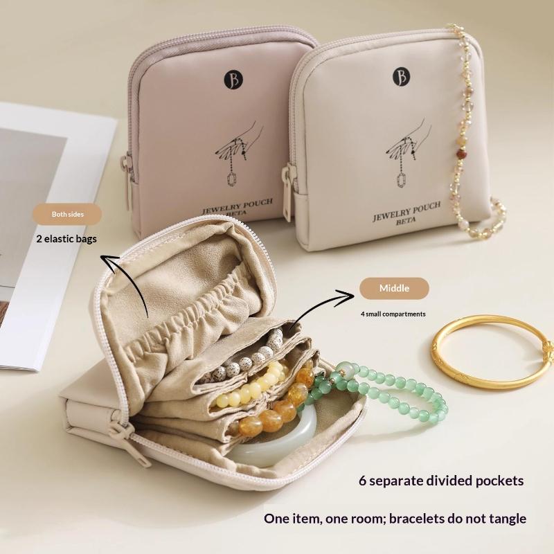 6-Layer Jewelry Storage Bag, Pu Jewelry Pouch Bags For Watch Bracelet Rings Earring Crystal, Portable Travel Jewelry Case