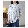 1116 Spring New Literary and Retro Double-layer Cotton Yarn Floral Shirt Women's Loose and Thin Versatile Age-reducing Shirt