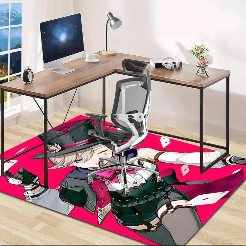 1pc Genshin Impact Lyney Lynette Design Area Rug - Non-Slip, Soft & Cozy Floor Mat for Living Room, Bedroom, Office - Indoor/Outdoor Decorative Carpet