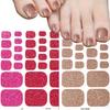 22Tips Vibrant Glitter Toenail Stickers Solid Color Full Cover Toenail Polish Strips Summer Self Adhesive DIY Foot Decals
