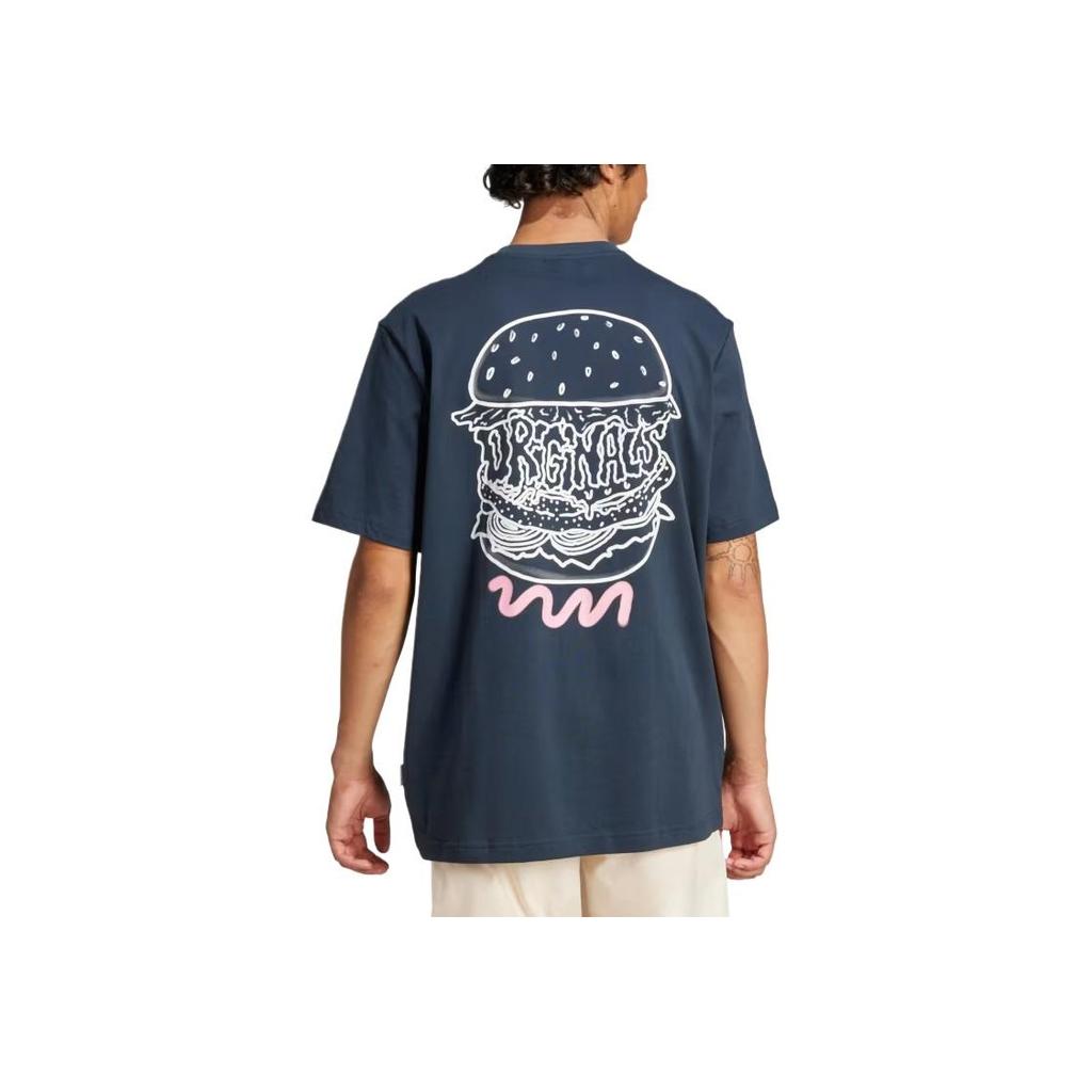 Adidas Originals Quick-Drying Breathable Soft Comfortable Crew Neck Pullover Short Sleeve T-Shirt Men Tops Dark-Blue JP4500