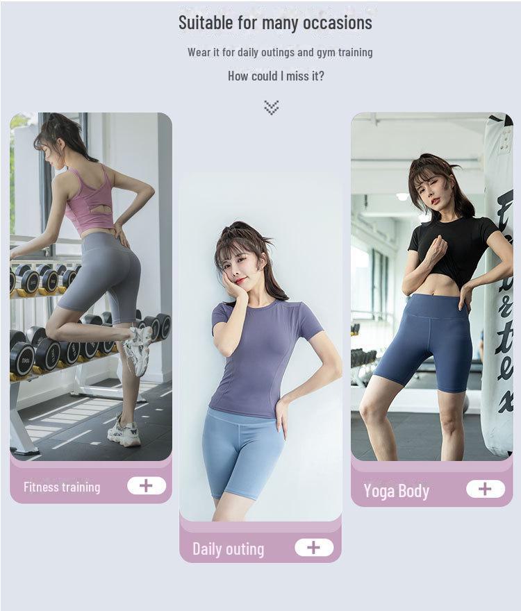 Women's High-Waist Peach Hip Yoga Shorts - Slim Fit, Elastic, 5-Point Sports Leggings