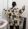 Harajuku Blouse Couple Shirt Women Men Clothing Blouses Bf Long Shirts Spring Autumn Turn-down Collar Casual Top