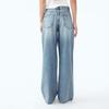 Women's Casual Fashion Color Elastic Waist Pockets Wide Leg Straight Jeans Pants