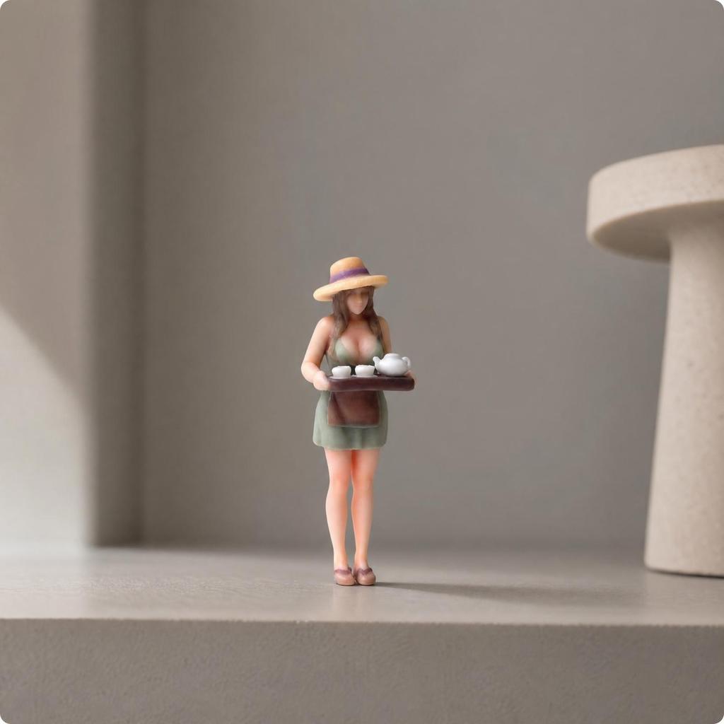 ThreeDimensionalPrinted Resin Female Figurine Detailed Paint 1/64 Scale Standing Miniature Figure