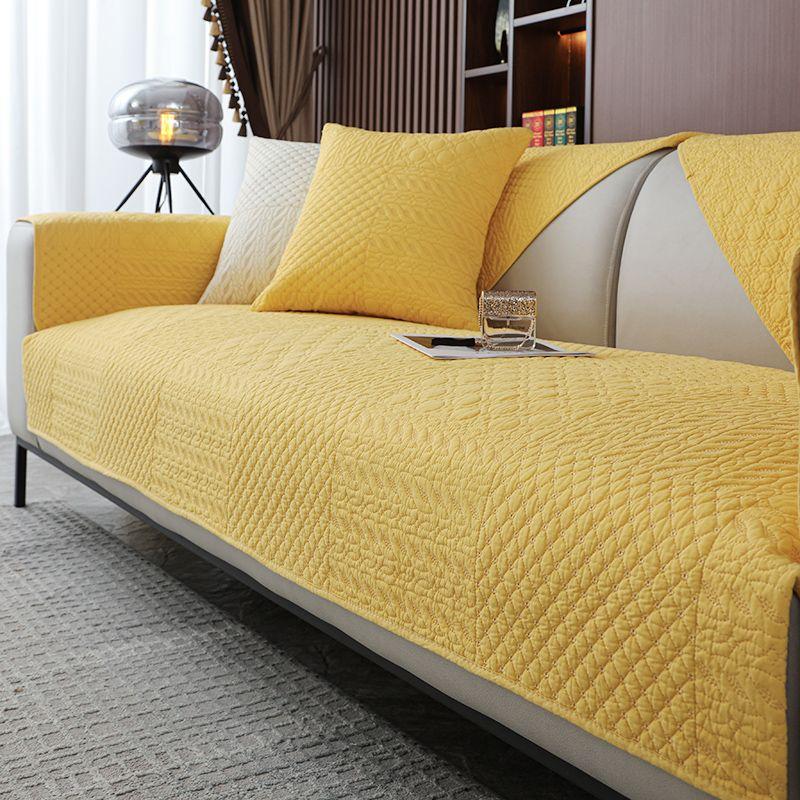 

100% Pure Cotton Sofa Seat Cushion Cover All Year Round General Fabrics Towel Country Style and Simple Modern Non-Slip Cover Cover New New Arrival Yellow(Washed Cotton Geometric Yellow) 70 * 70cm