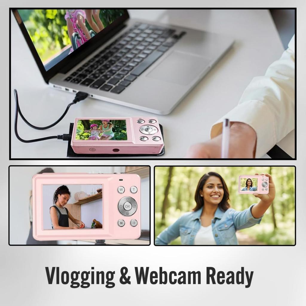 4K 48MP digital camera for teens with autofocus and dual-screen selfie feature – 18x zoom, built-in fill light