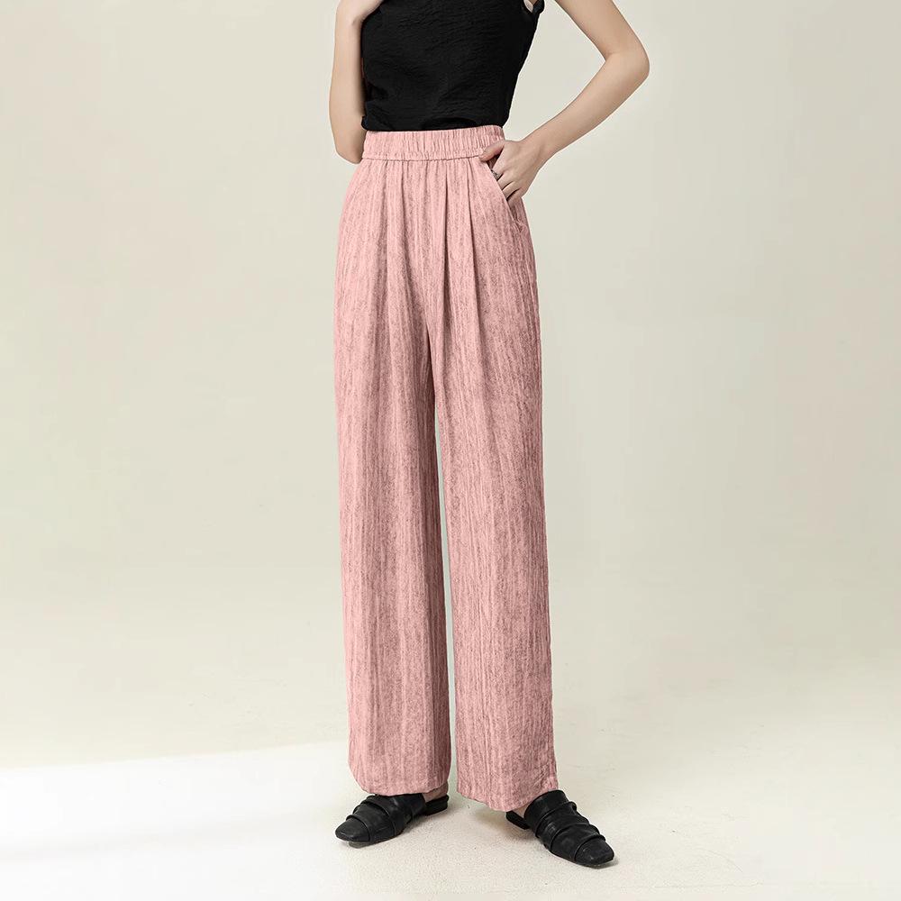 Women’s Summer Tie-Dye High-Waisted Wide-Leg Pants with Elastic Drawstring