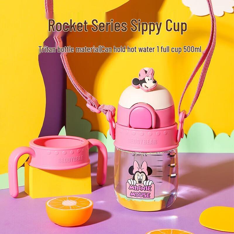 BEAR 500ml Kids Minnie Learning Straw Water Bottle