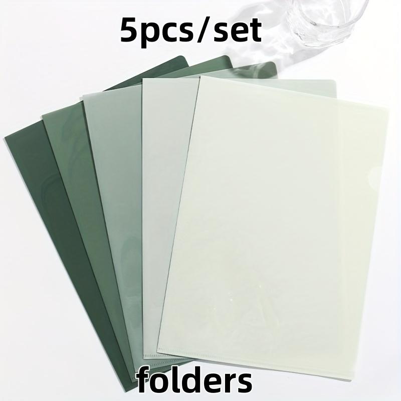 

5pcs A4 Shaped Folders - Gradient Green Waterproof PP Plastic File Folders, Thickened Office Organizer with Single Page Storage зелёный