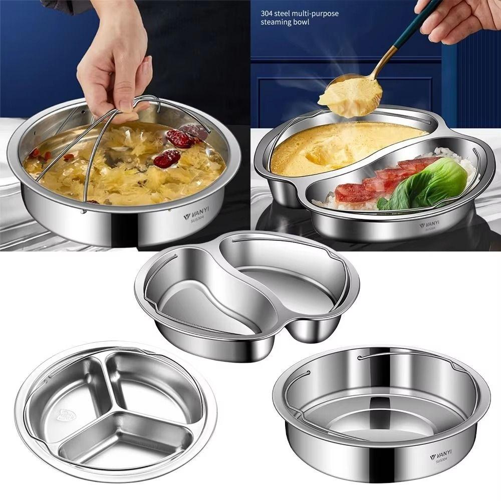 with Handle Stainless Steel Steamer Basket Stackable Anti-Scald Round Pot Insert Tray Heat-resistant Multifunctional