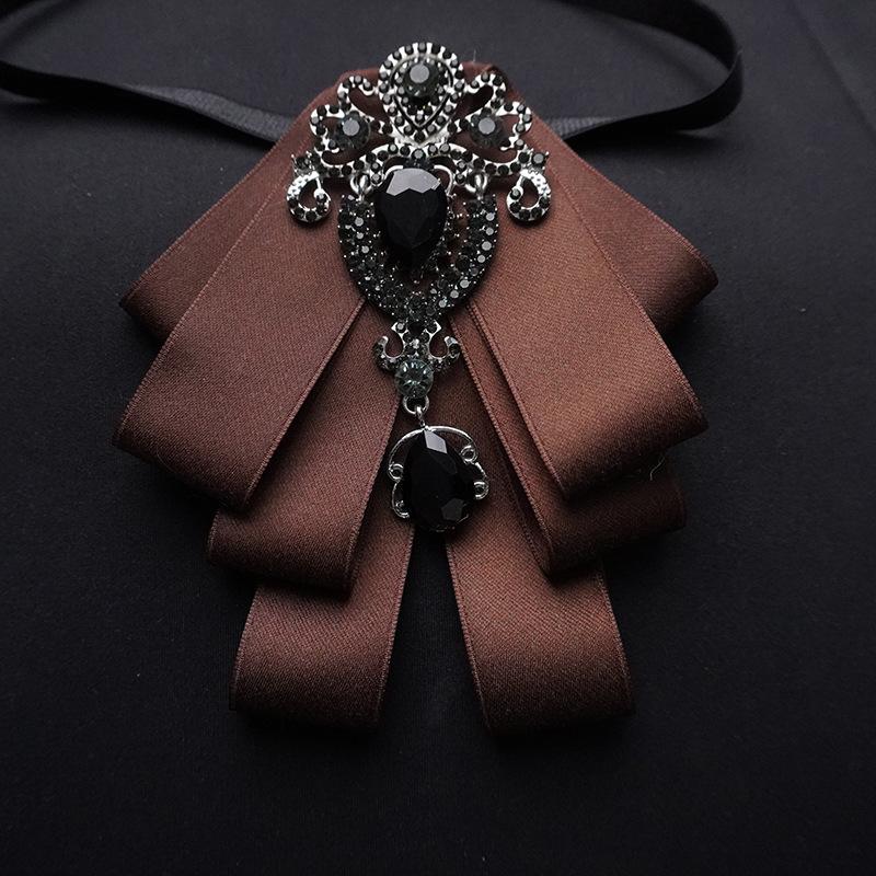 Detachable Bow Tie Brooch Silk Ribbon Collar Pin for Shirts & Blouses Fashion Floral Bow Clip for Women's Casual Outfit