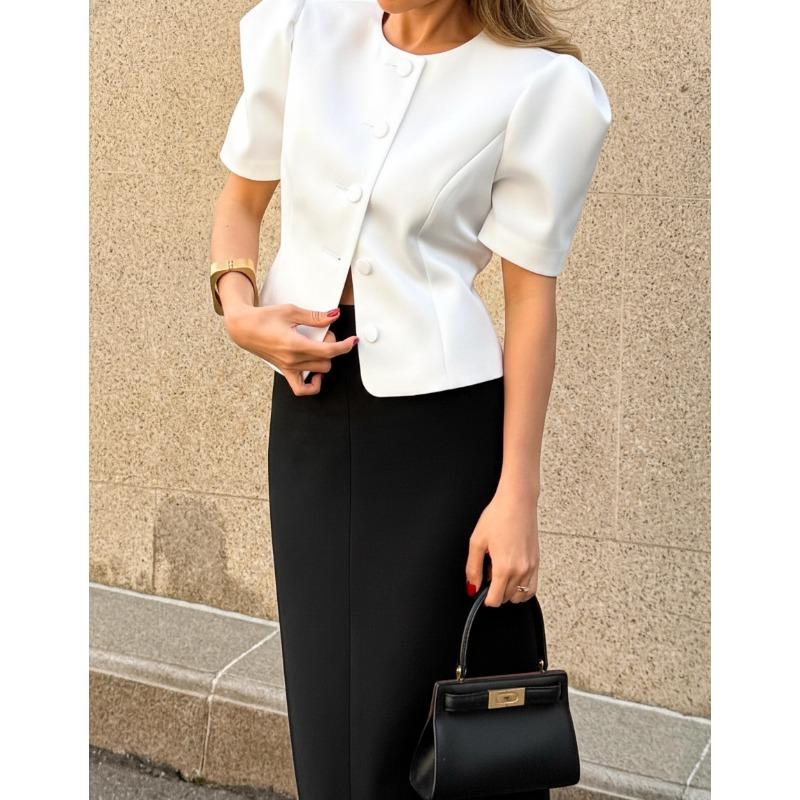 New Summer Women's Clothing, Versatile Short-sleeved Shirts for Commuting, Elegant Cardigan Tops