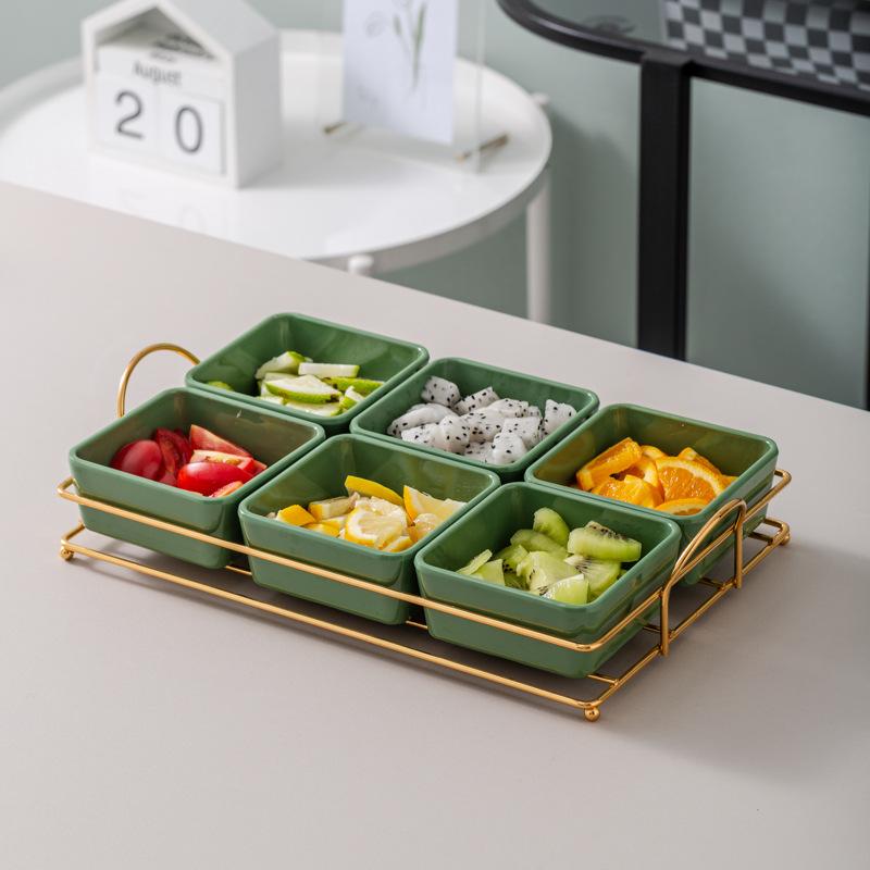 Ktv Clubhouse Fruit Plate Melamine Bar Muscle Foot Four Or Six Gongge Snack Plate Grid Barbecue Cold Vegetables Snack Plate Plate Plate