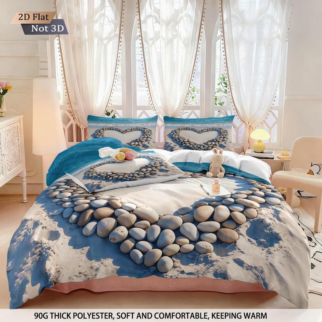 TEMU Starfish Shell Beach Ocean 3-Piece Duvet Cover Set