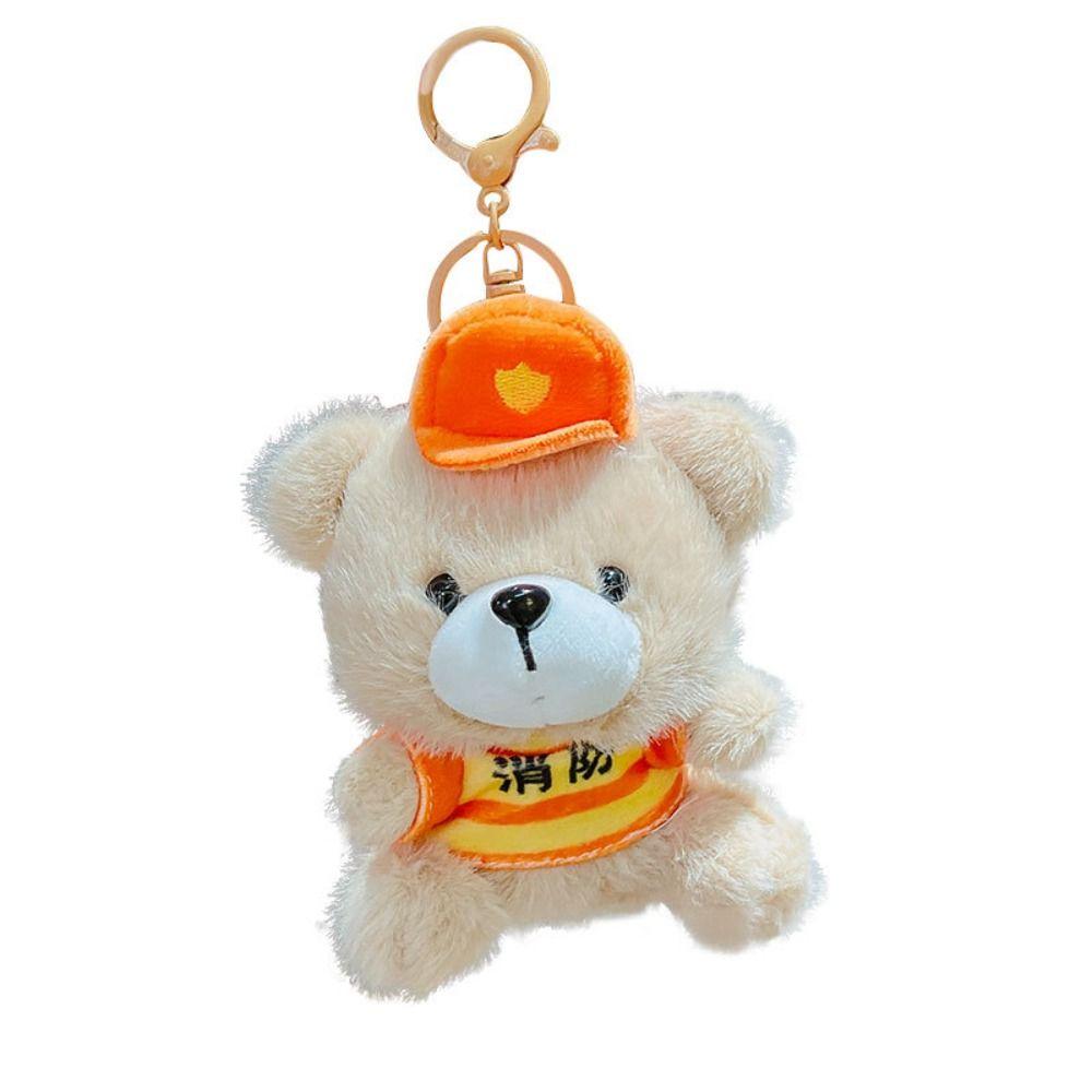 Cartoon Traffic Bear Doll Keychain Cute Car Key Chain 3D Schoolbag Pendant  Student