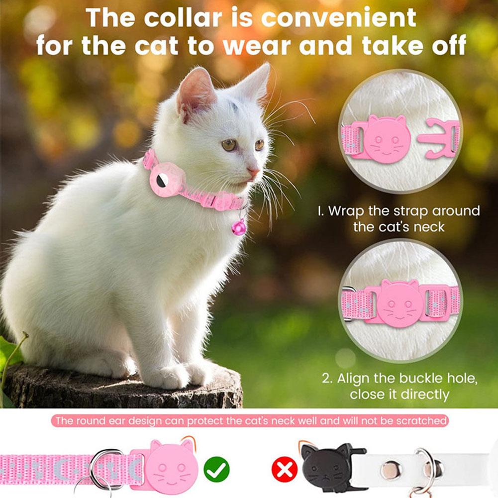 Verstellbares Anti-Verlust-Halsband Reflektierendes Stern-Mond-Katzen-Hundehalsband Airtag Haustierhalsband mit Glocke Niedliches Haustier-Katzen-Positionierungshalsband für Airtag Haustierhalsband