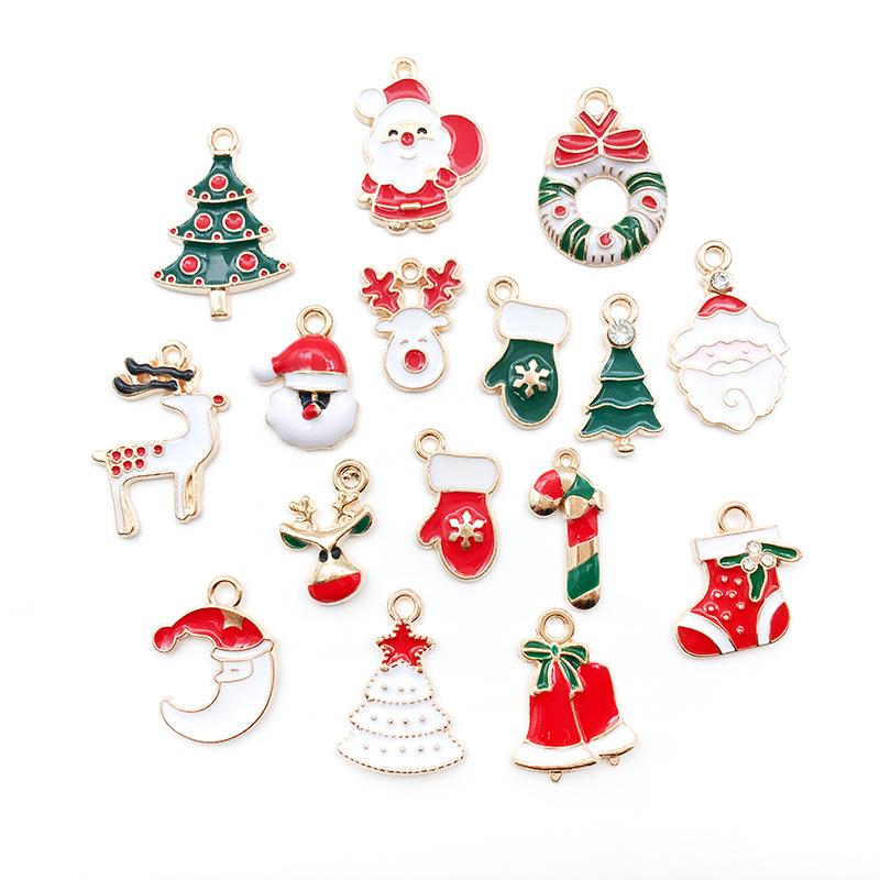 Christmas Series Accessories Pendant Handmade Diy Bracelet Necklace Keychain Earring Pendant Santa Claus Reindeer Snowflakes
