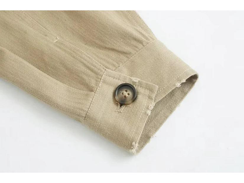 2024 Women's Winter Distressed Pocket Workwear Shirt Jacket - European & American Style Fashion