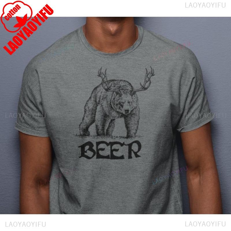 Funny Beer Tshirt  Camping Graphic Shirt Cool Drinking Alcohol Humor TeeSummer Shortsleeved Loose Roundneck Cotton Tops