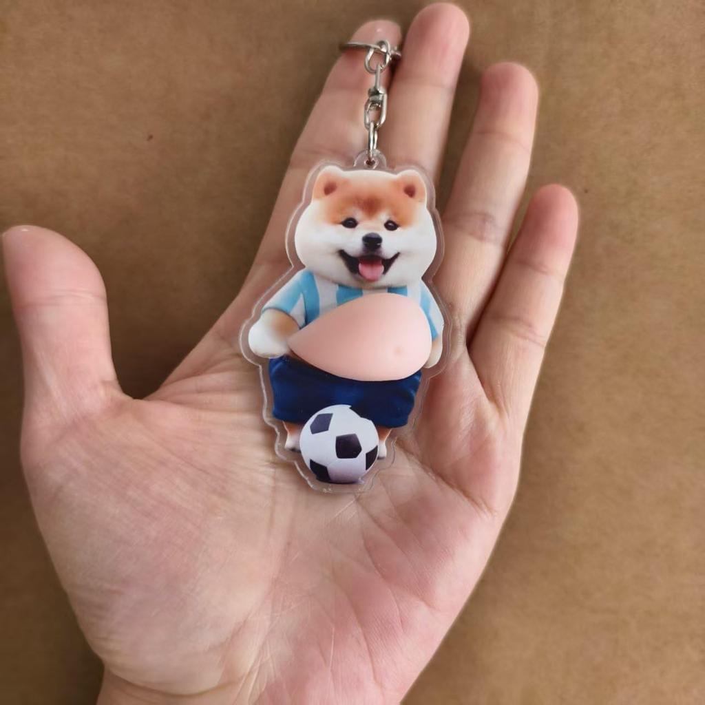 Squishy Belly Keychain 3D Fat Dog Keychain 3D Fat Cat Keychain Squishy Belly Keyring Mascot Pendant Cute Funny Animal Bag Charm Car Key Decoration