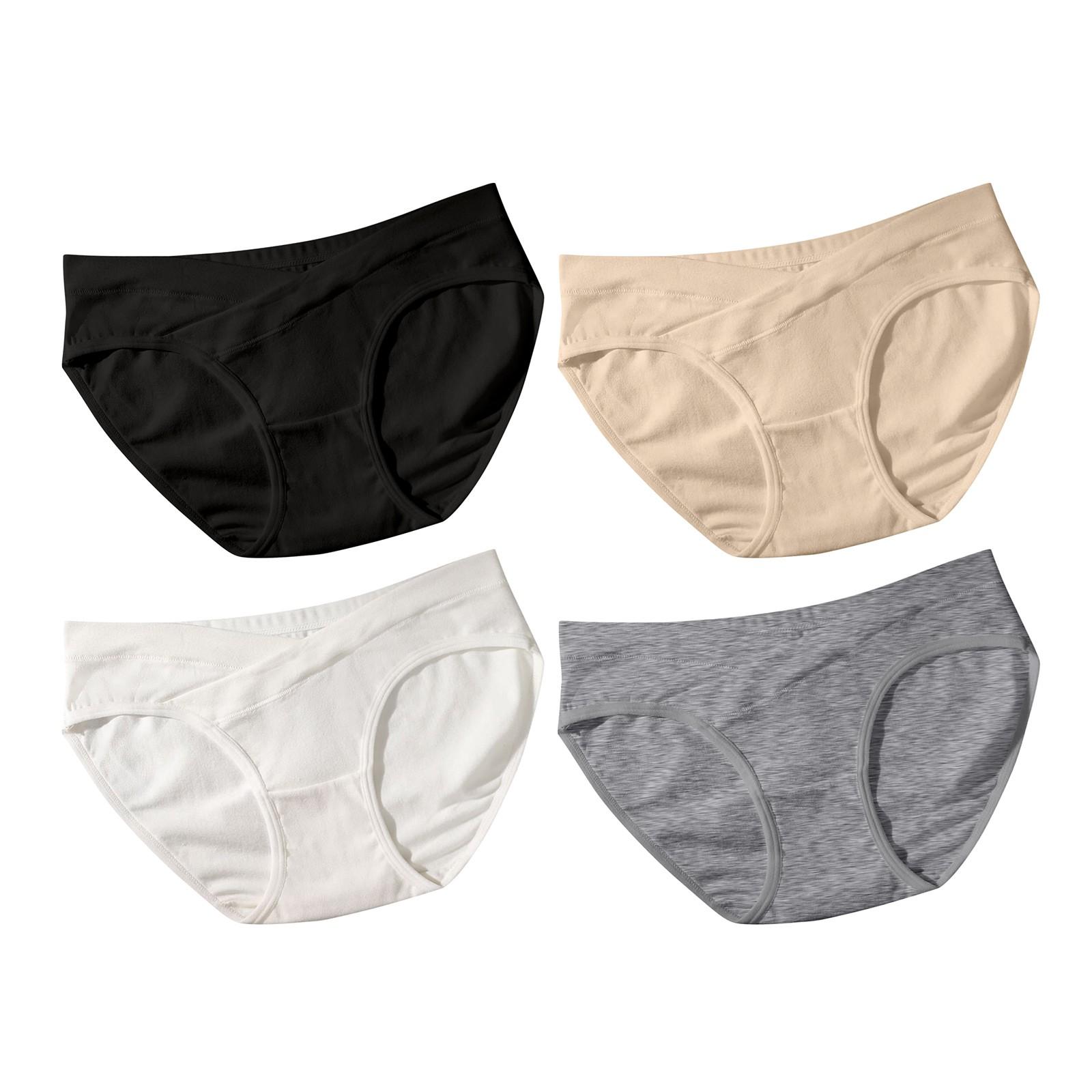 

Женское хлопковое нижнее белье, женское нижнее белье с заниженной талией, удобный комплект нижнего белья для беременных из 4 предметов XL чёрный