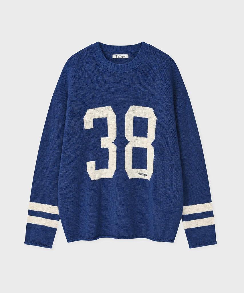 FALLETT Jacquard Numbering Sweater Blue