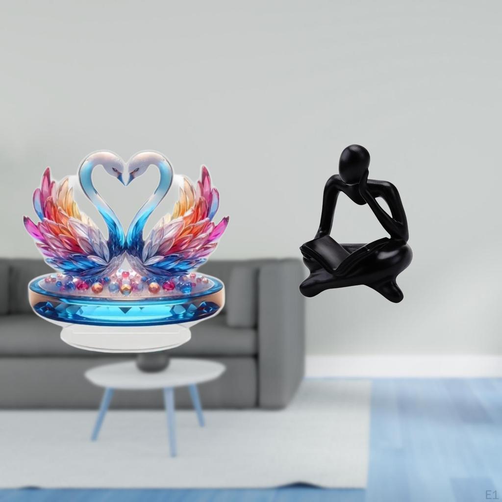 Acrylic Abstract Swan Thinker Sculpture Statue Tabletop Centerpiece Cabinet Decoration Bookshelf