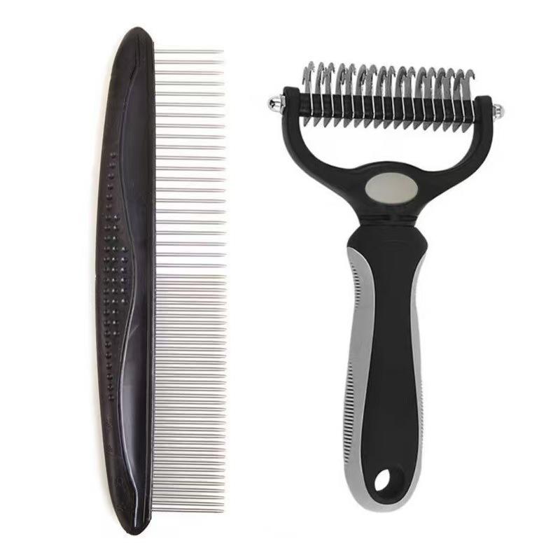 Pet Hair Removal Comb for Cats & Dogs - Comfortable Knot Detangler for Grooming Kittens & Puppies