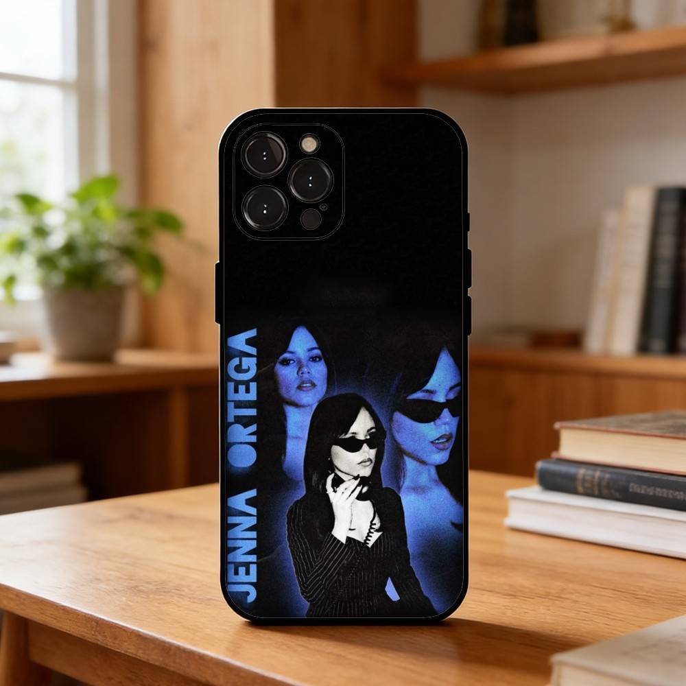 Schöne J-Jenna Ortega Schauspielerin Handyhülle Für iPhone17 16 15 14 13 12 11 Pro Max Plus,5G Weiche Schwarze Hülle