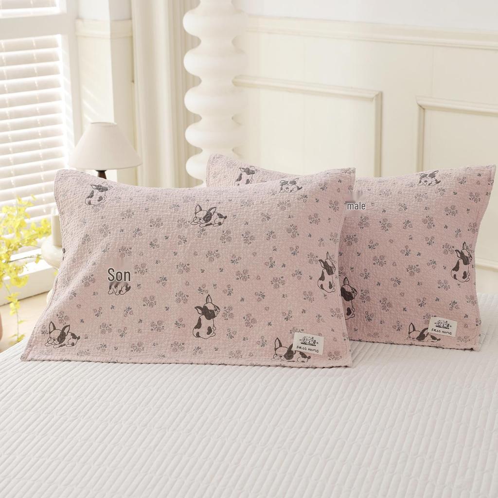 Cartoon Cotton Pillowcase Set - Soft, High-Density Gauze for Home or Dorm Use