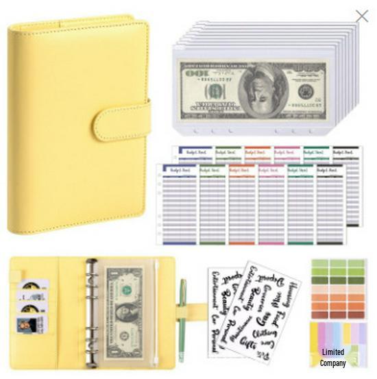 A6 Macaron PU Leather Zipper Budget Notebook with Detachable Loose-Leaf Pages