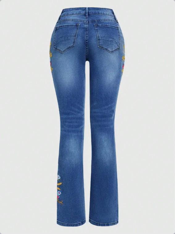 ATC08998 Women's High-Waisted Stretchy Slimming Embroidered Jeans