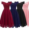 Nuevo Vestido de Encaje Vintage Bordado para Mujer Fuera del Hombro Manga Corta Casual Noche Elegante